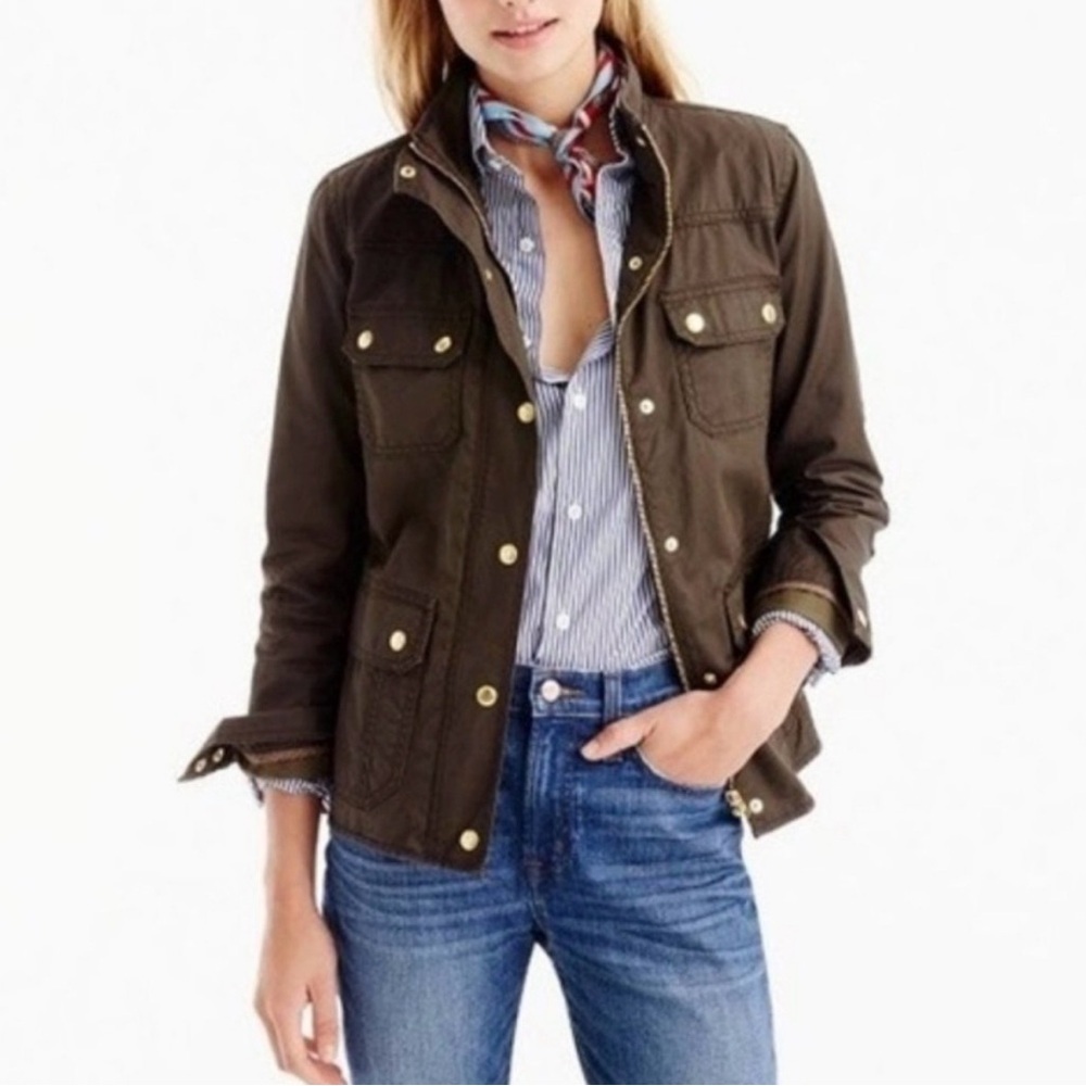 J. Crew Dark Downtown Field Waxed Cotton Utility Jacket